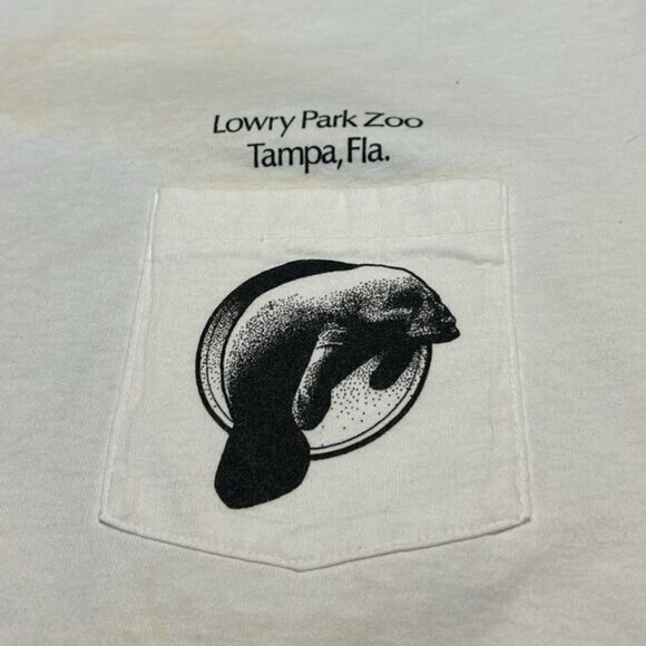 VTG Lowry Park Zoo Tampa Fla Gentle Giants XL T-Shirt Manatee Graphic Pocket Tee - Picture 4 of 8